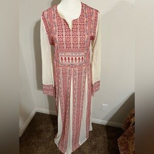 Red white Palestinian thobe